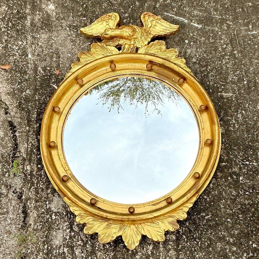 Federale Specchio d'epoca Regency dorato Feder Convex Eagle in vendita