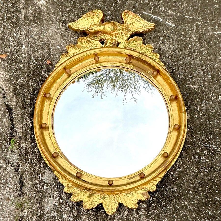 Specchio d'epoca Regency dorato Feder Convex Eagle In condizioni buone in vendita a west palm beach, FL