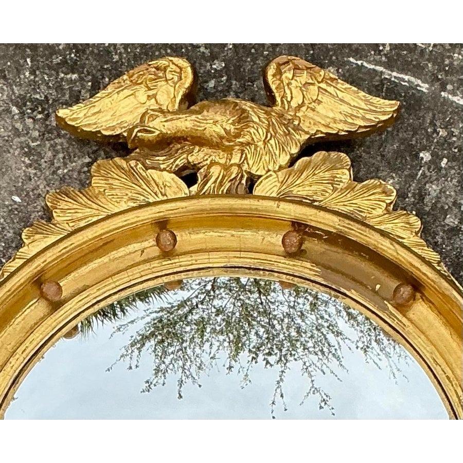 XX secolo Specchio d'epoca Regency dorato Feder Convex Eagle in vendita