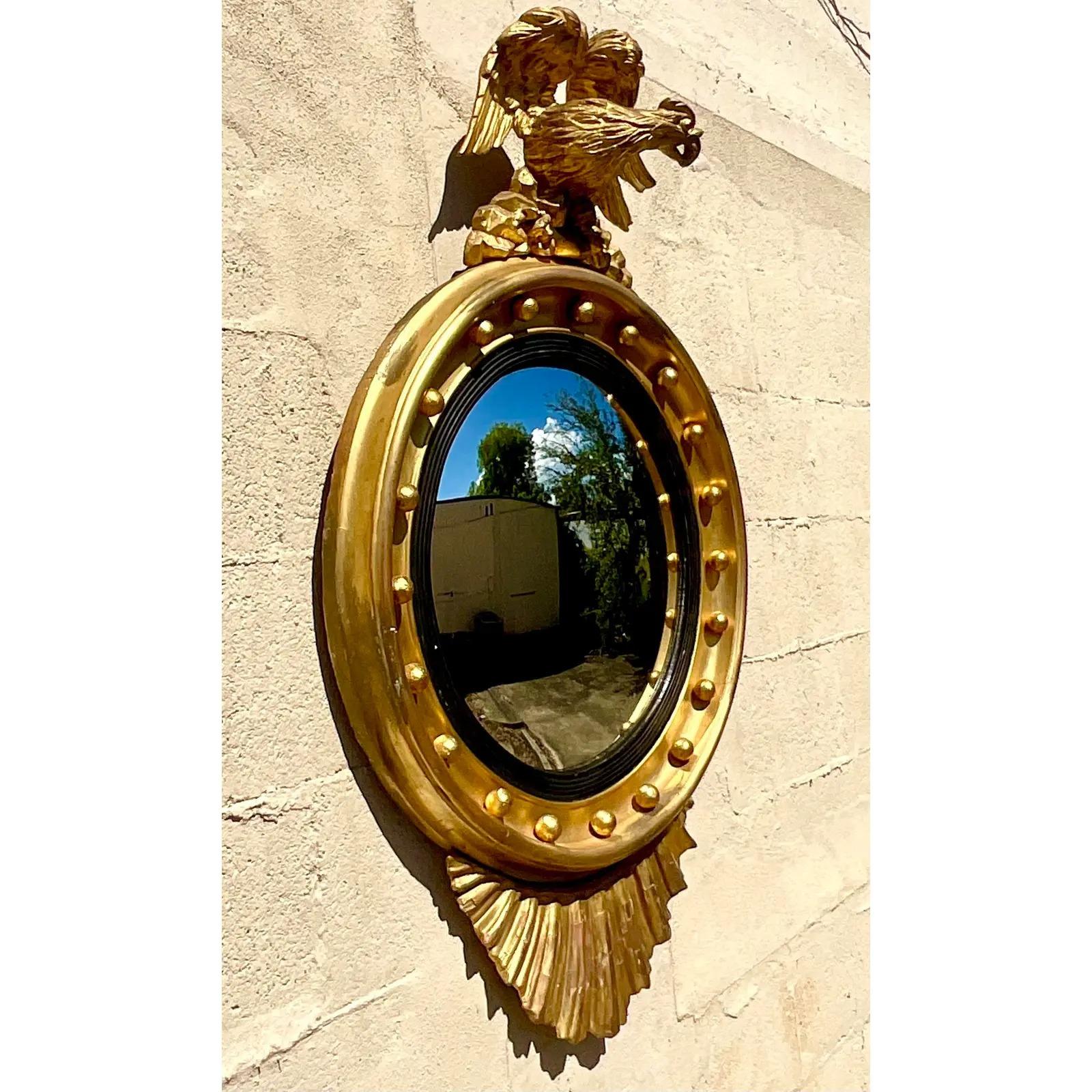 North American Vintage Regency Gilt Federal Eagle Convex Mirror