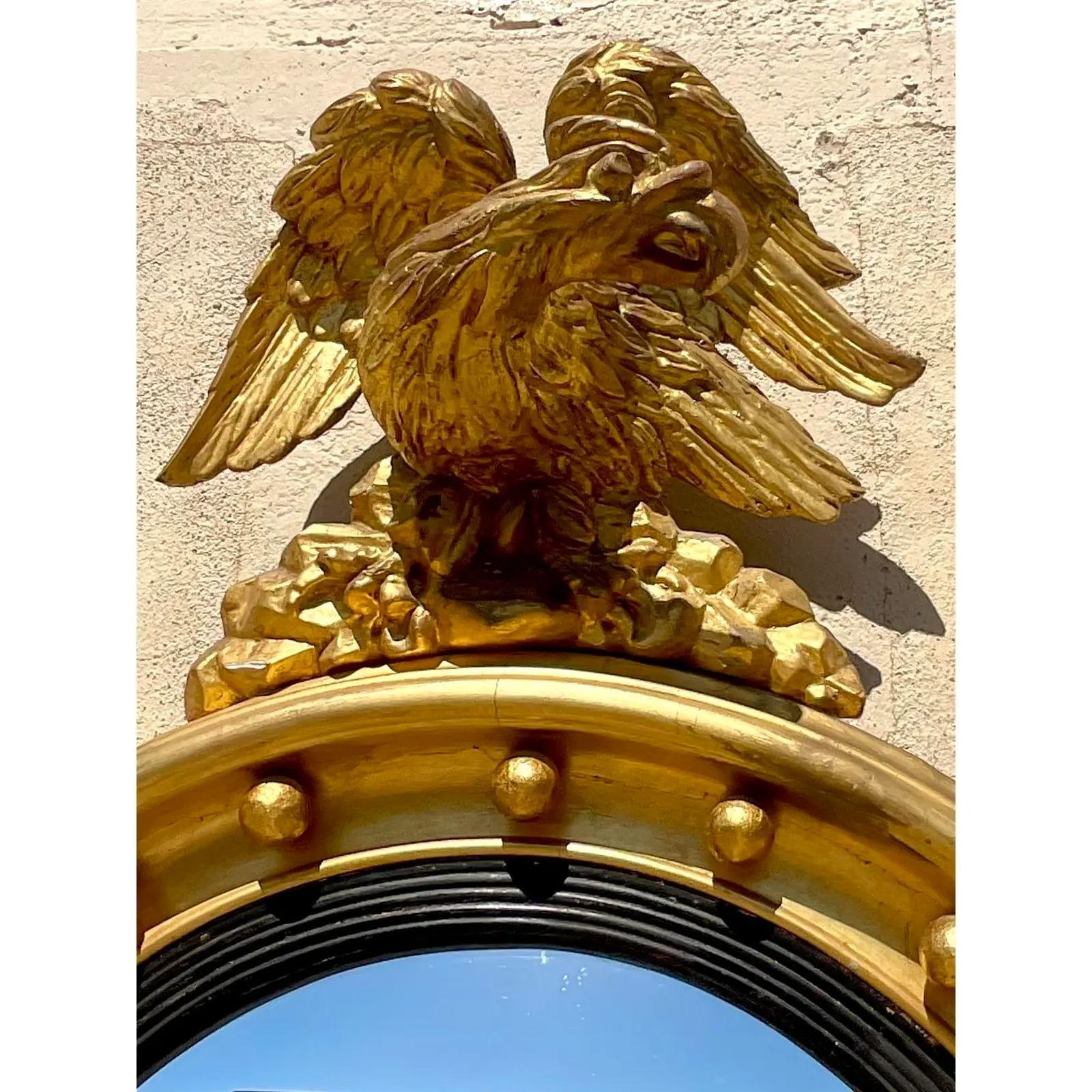 Vintage Regency Gilt Federal Eagle Convex Mirror 3