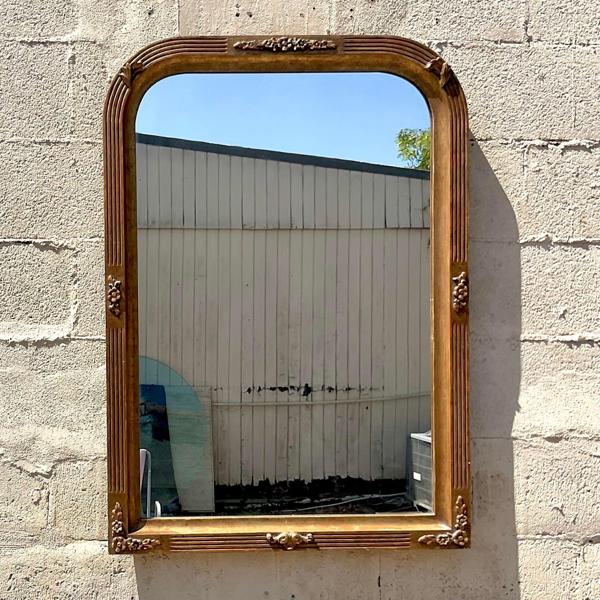 Vintage Regency Gilt Floral Mirror For Sale 1