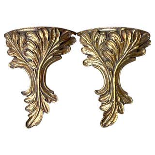 Vintage Coastal Artisan Shell Brackets - a Pair For Sale at 1stDibs