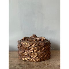 Vintage Regency Gilt Leaves Lidded Bowl