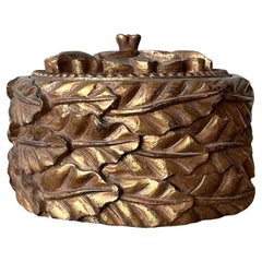 Vintage Regency Gilt Leaves Lidded Bowl