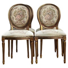 Vintage Regency Gilt Medallion Dining Chairs - Set of 4