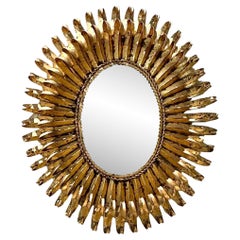 Espejo Ovalado de Metal Dorado Vintage Regency