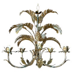 Vintage Regency Gilt Palm Frond Chandelier