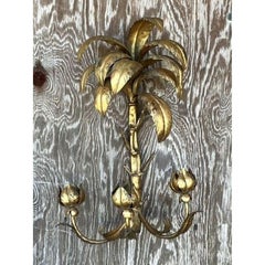 Vintage Regency Vergoldete Palme Wandkerze Sconce