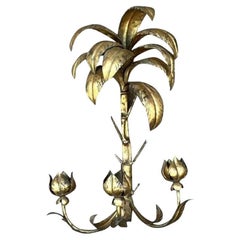Vintage Regency Gilt Palm Wall Candle Sconce