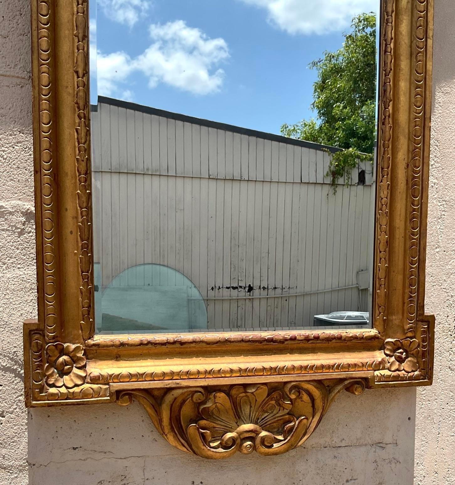 American Vintage Regency Gilt Pediment Mirror For Sale