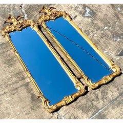 Vintage Regency Gilt Phoenix Mirror, Pair