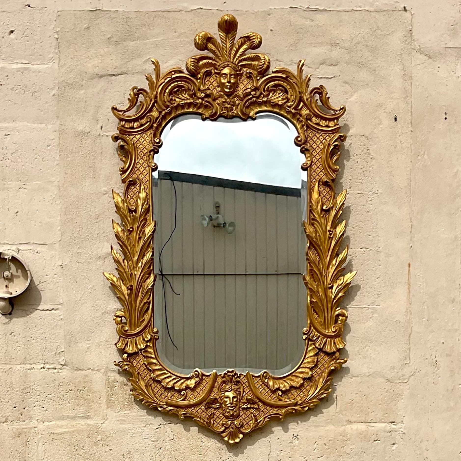 Miroir Vieux miroir Monarch plongeant doré Regency d'après Carvers Guild en vente