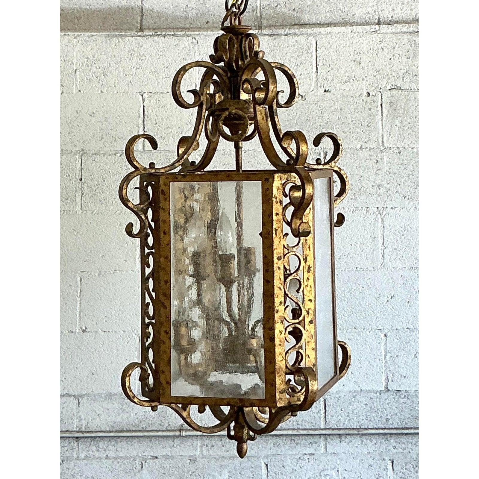 XX secolo Lanterna ad anelli dorata vintage Regency in vendita