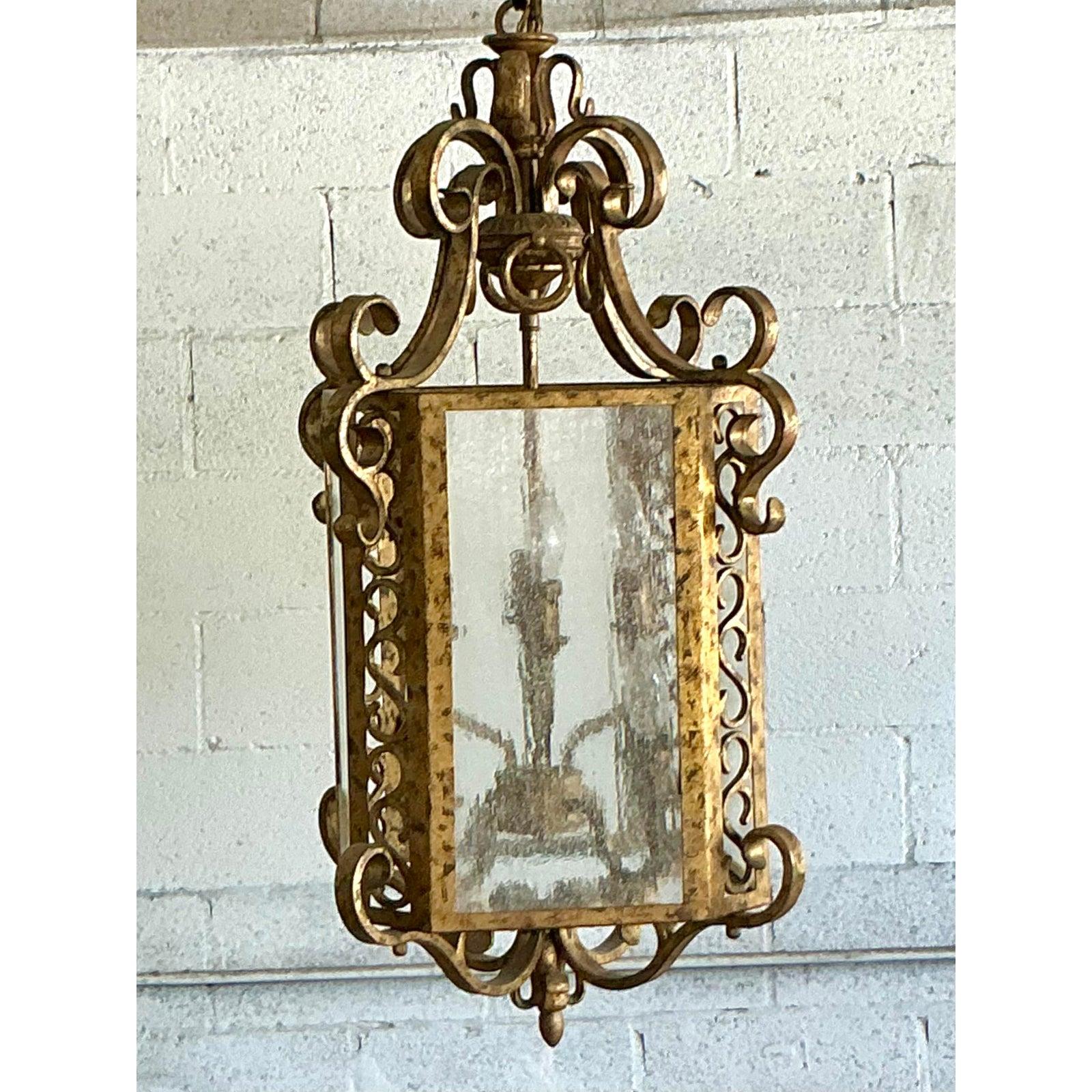 Metallo Lanterna ad anelli dorata vintage Regency in vendita
