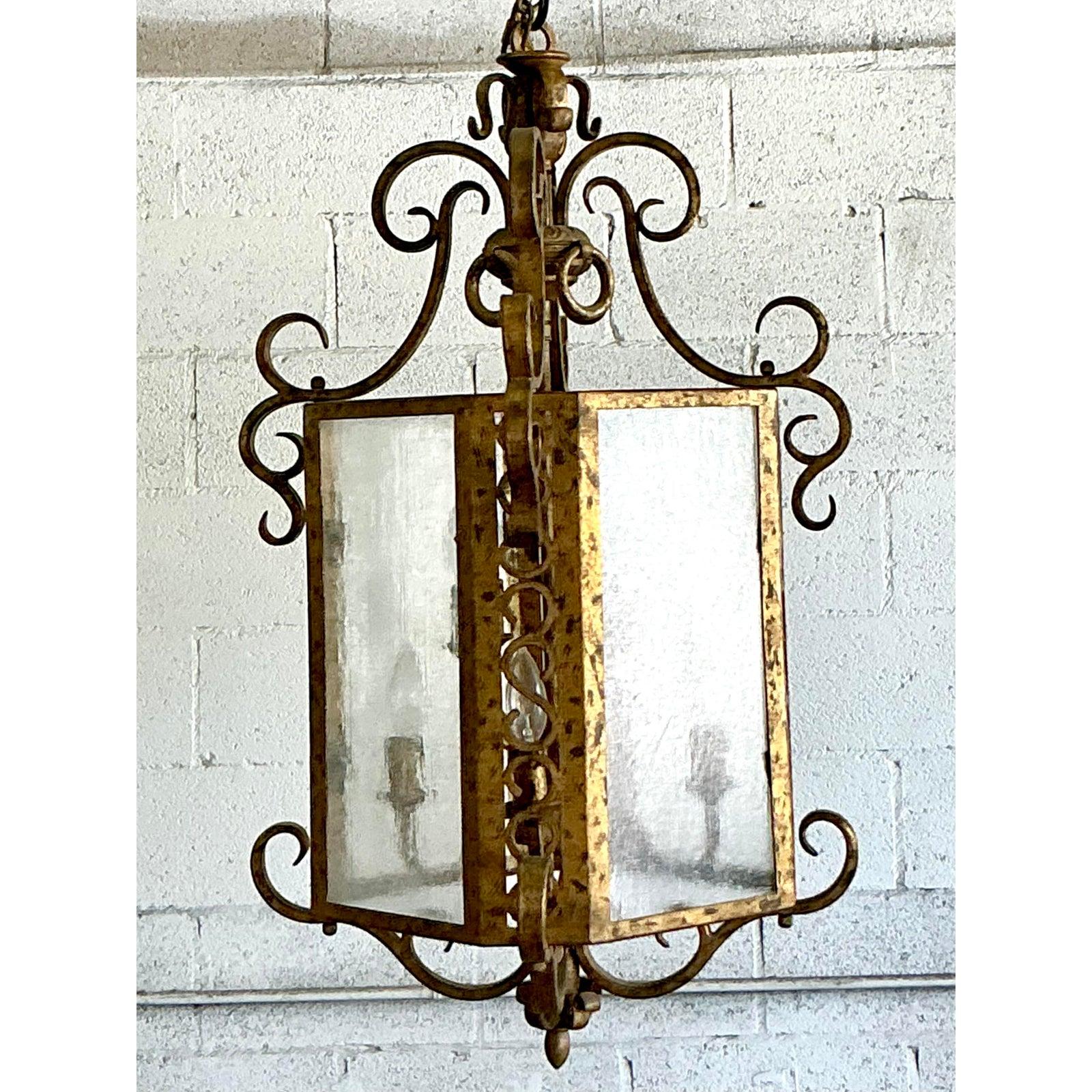 Lanterna ad anelli dorata vintage Regency in vendita 1