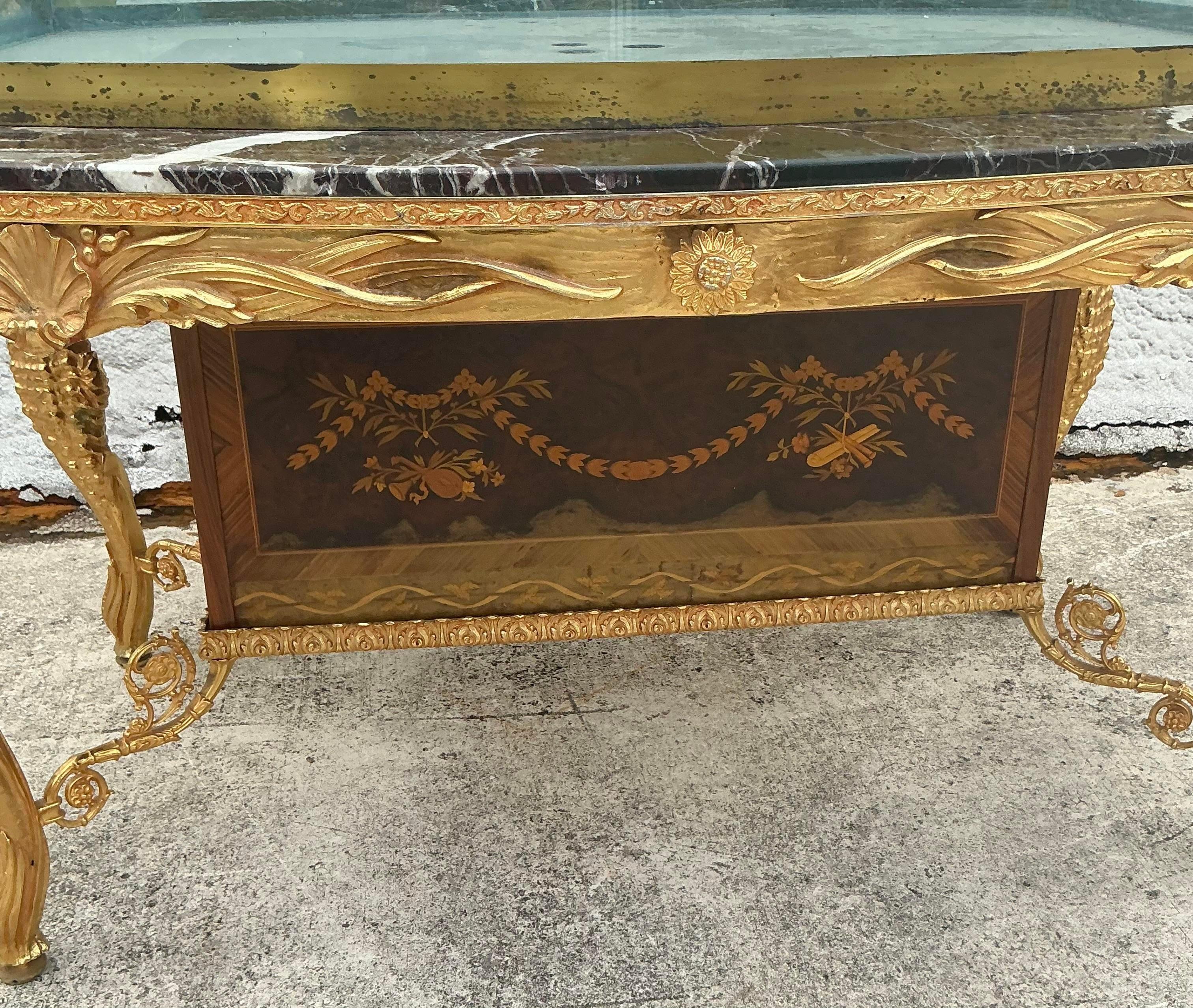 Vintage Regency Vergoldetes Seepferdchen Aquarium (amerikanisch)