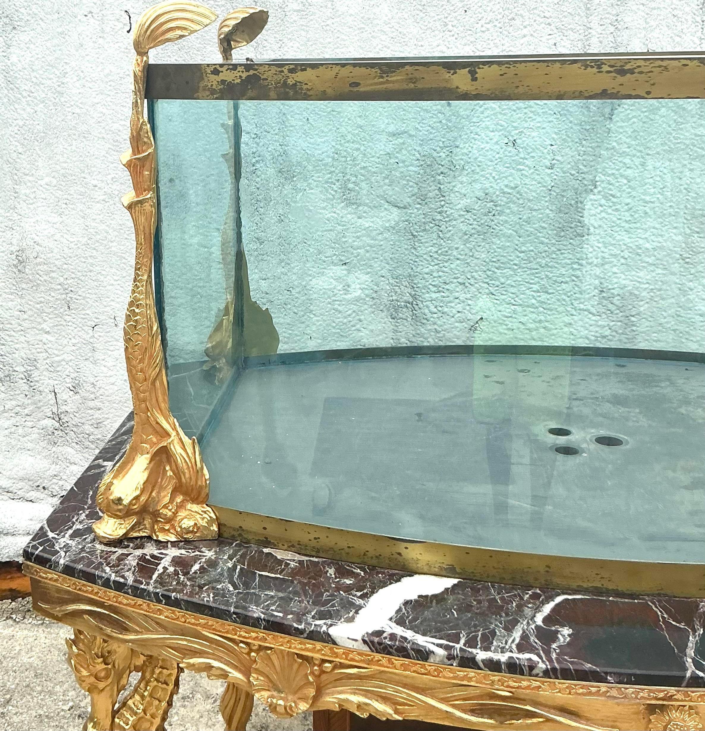 Vintage Regency Vergoldetes Seepferdchen Aquarium (20. Jahrhundert)