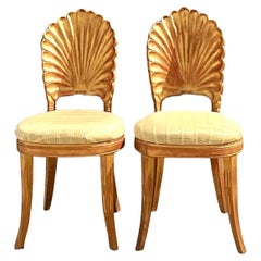 Vintage Regency Gilt Shell Back Grotto Chairs, a Pair