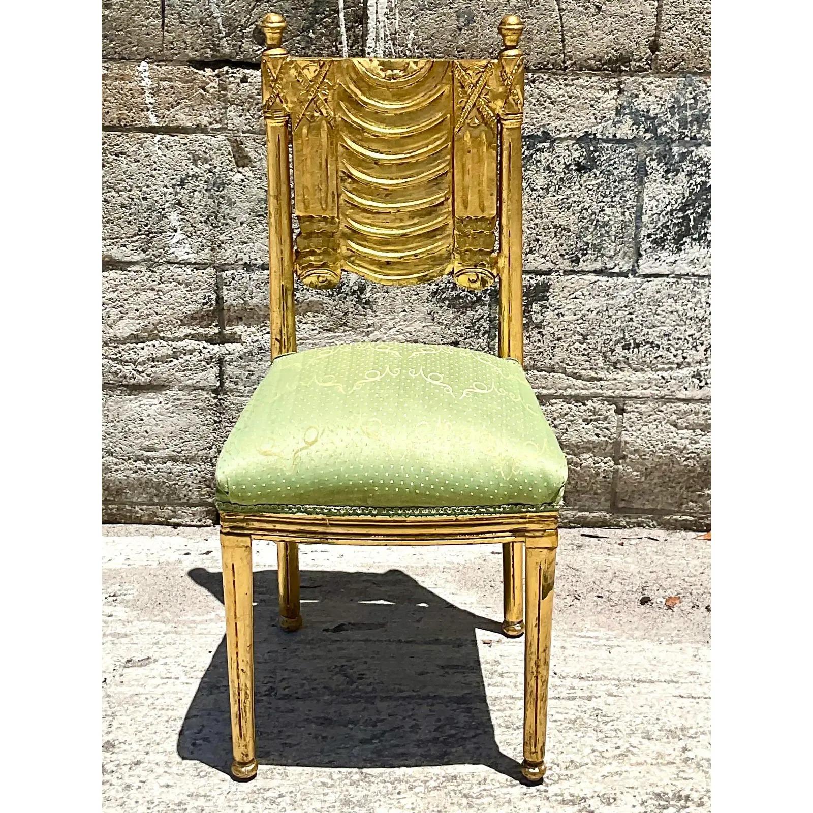 Vintage Regency Gilt Swag Chair In Good Condition In west palm beach, FL