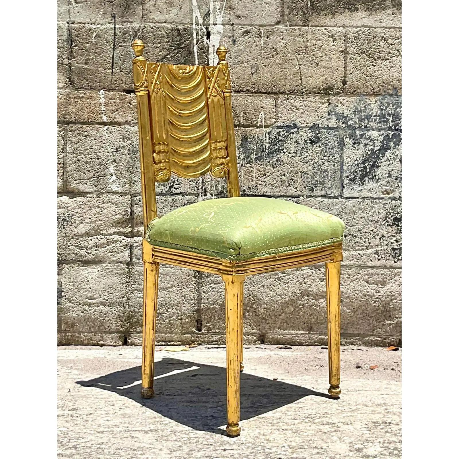 19th Century Vintage Regency Gilt Swag Chair