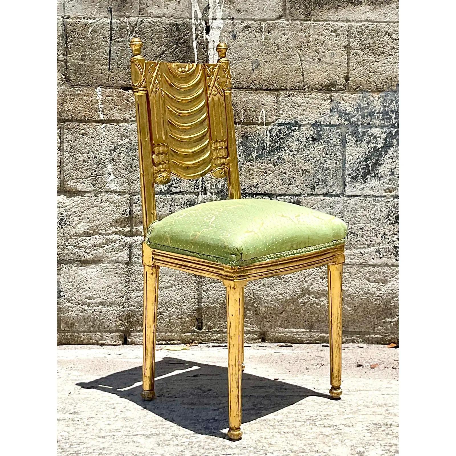 Upholstery Vintage Regency Gilt Swag Chair