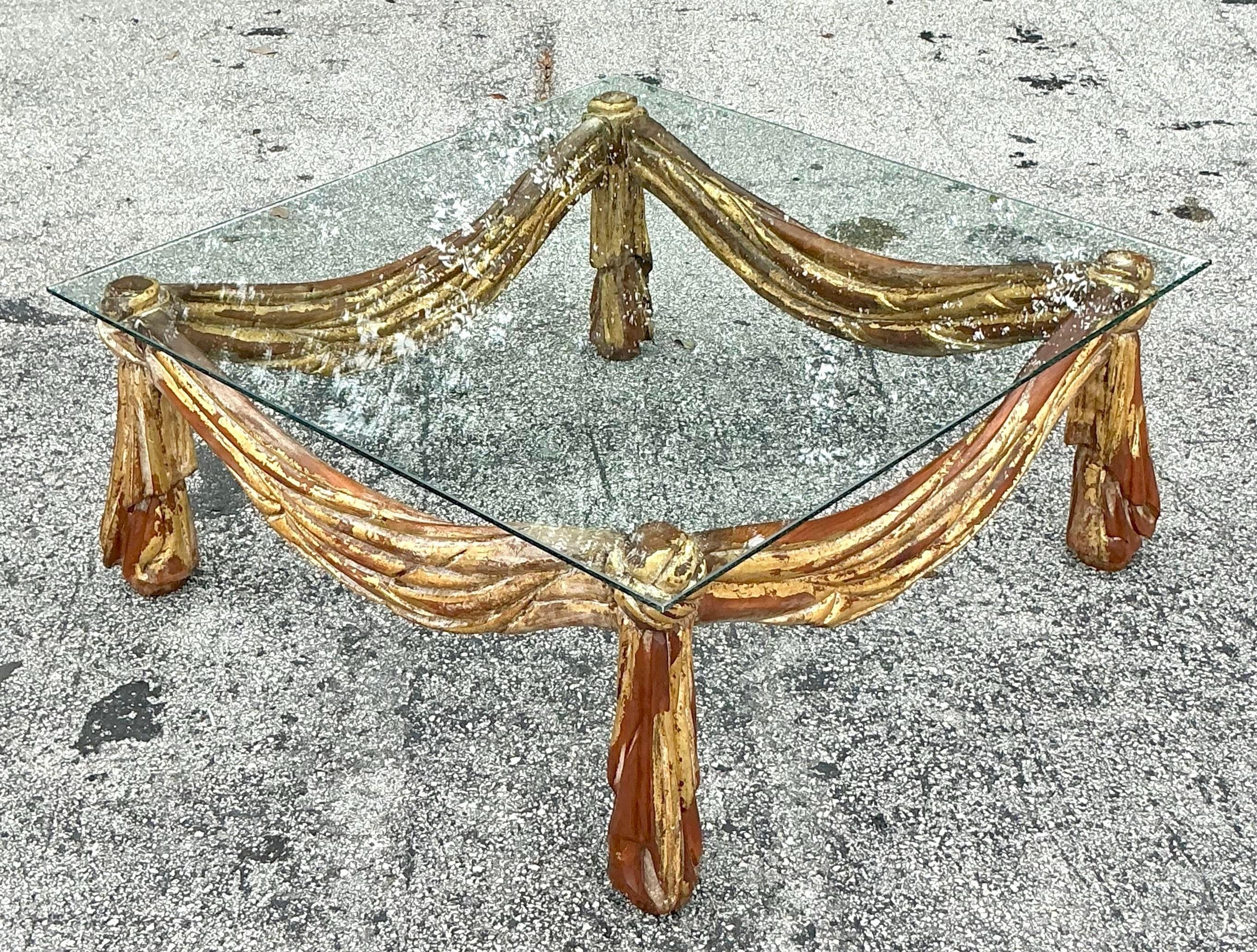 Vintage Regency Gilt Swag Coffee Table For Sale at 1stDibs