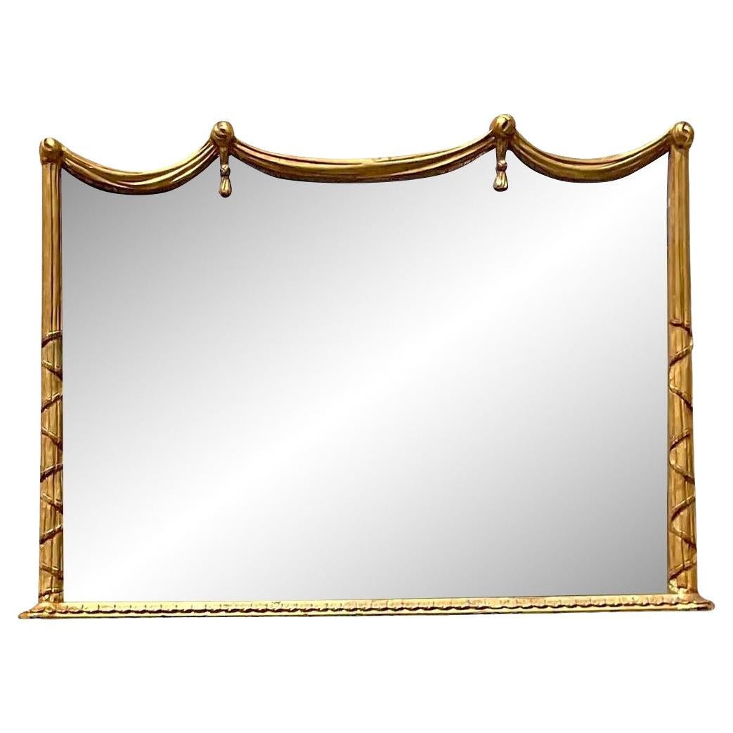 Vintage Regency Gilt Swag Horizontal Mirror For Sale