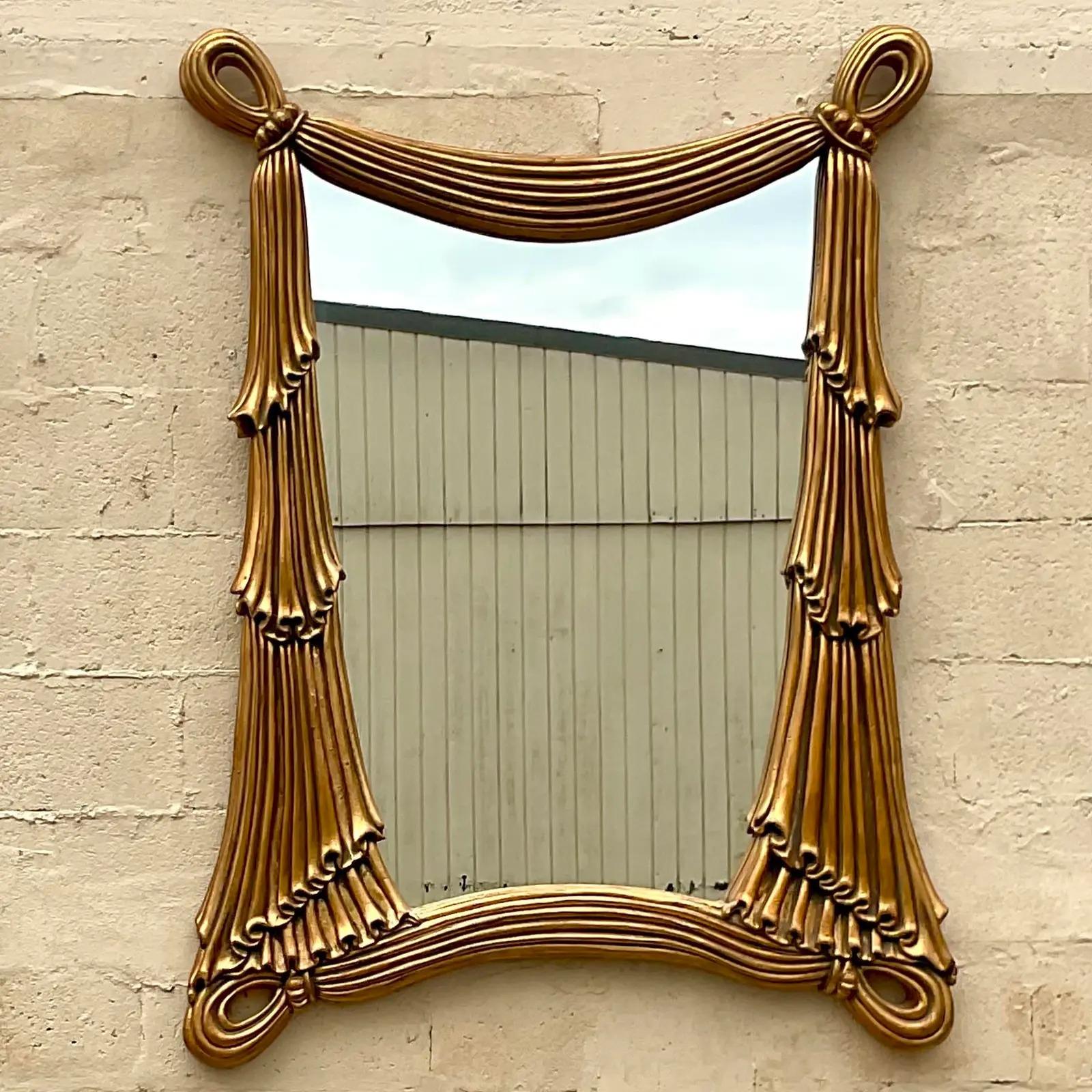 20th Century Vintage Regency Gilt Swag Mirror