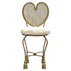 Chaise Vintage Regency Gilt Tassel Heart Chair