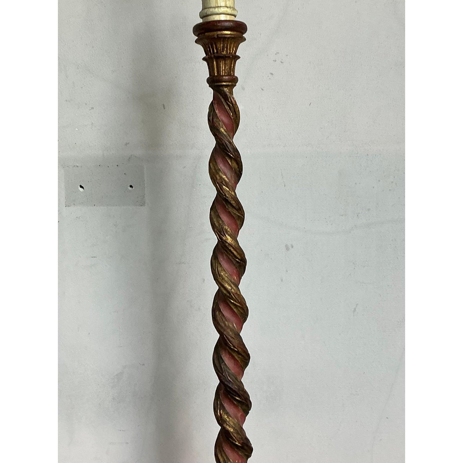 Vintage Regency Gilt Tipped Barley Twist Floor Lamp en vente 1