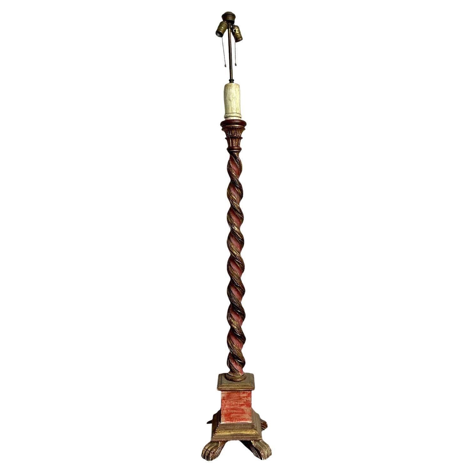 Vintage Regency Gilt Tipped Barley Twist Floor Lamp