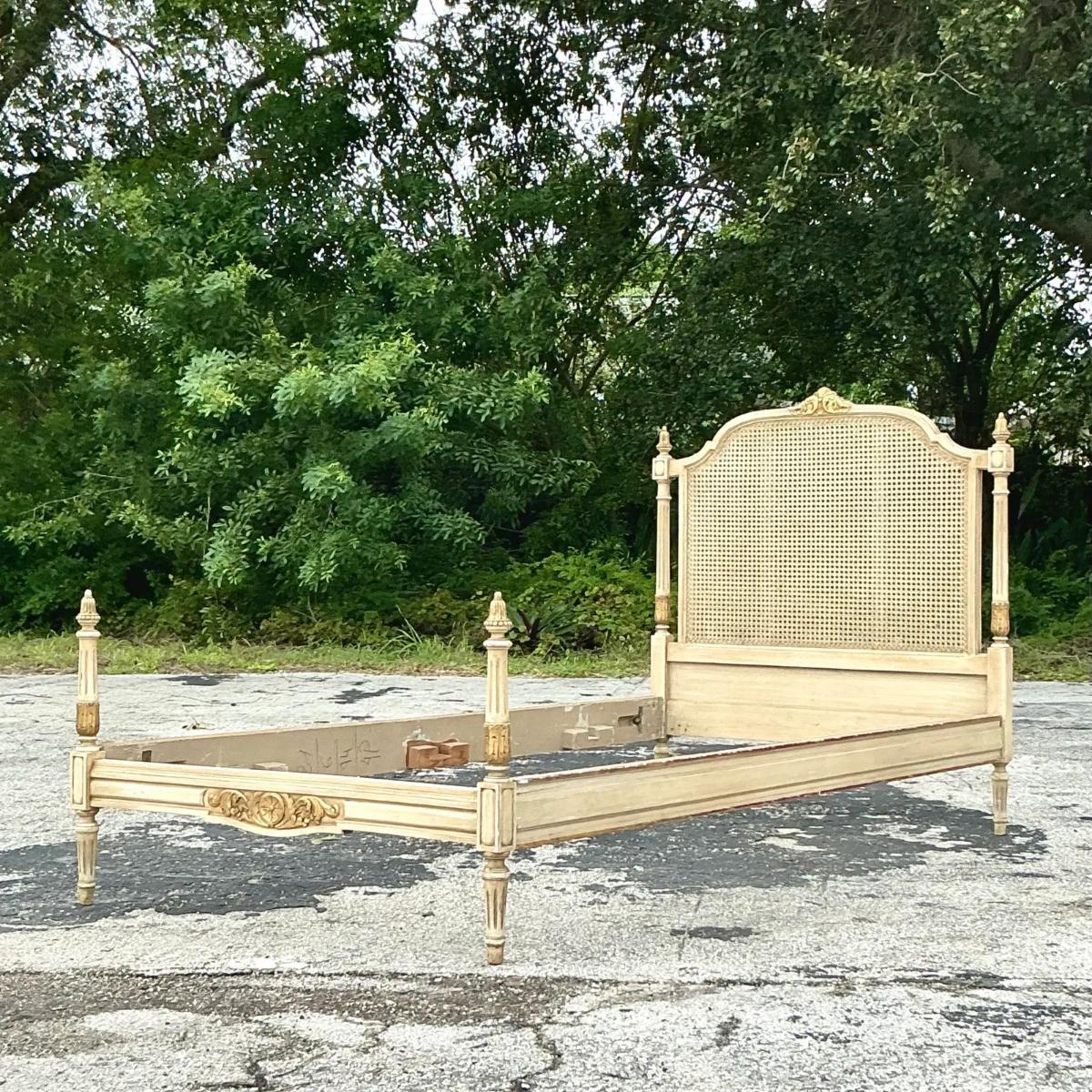 Vintage Regency Gilt Tipped Cane Twin Bedframe For Sale 5
