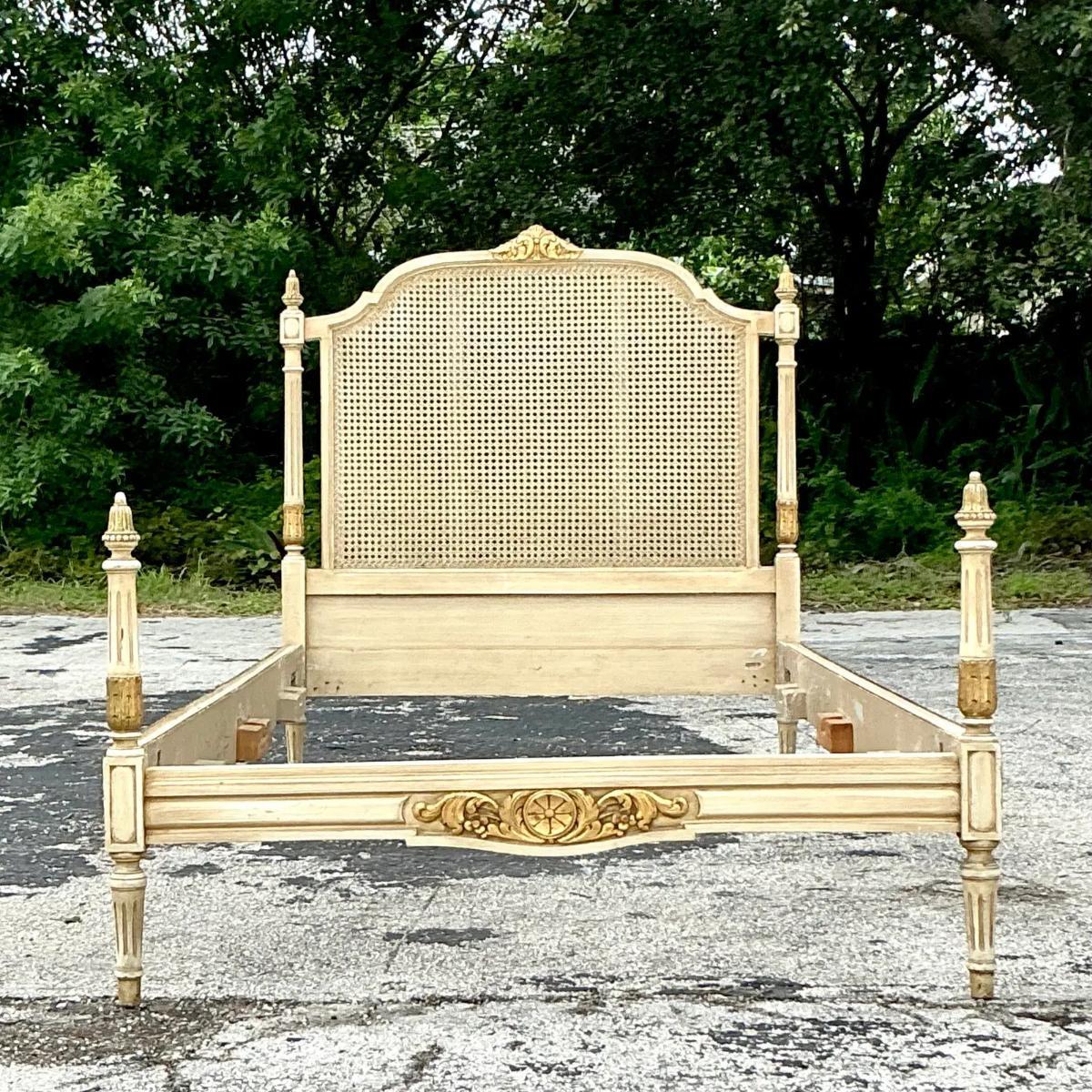 Vintage Regency Gilt Tipped Cane Twin Bedframe For Sale 6