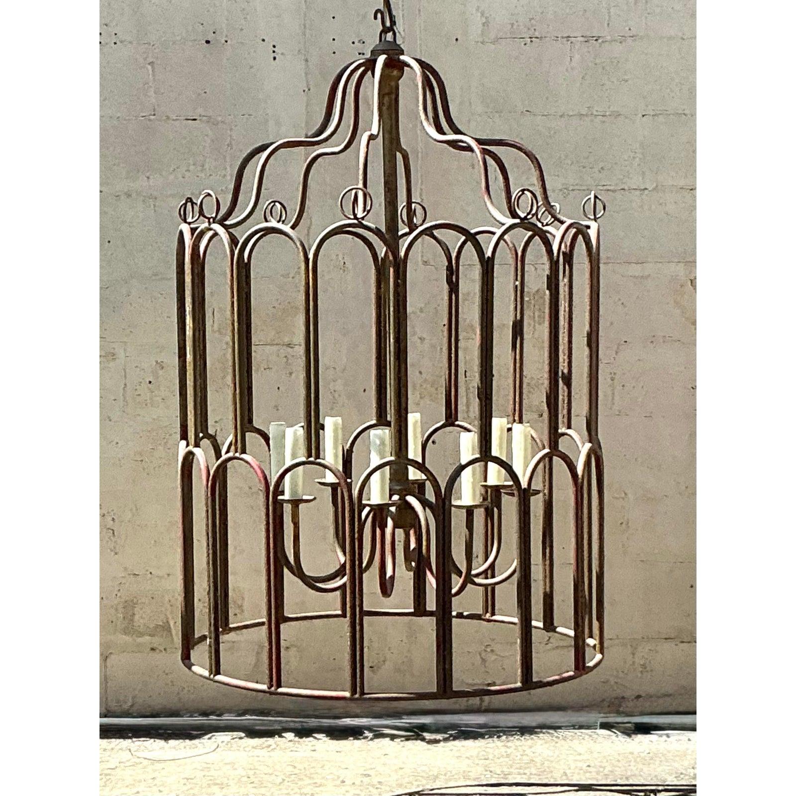 American Vintage Regency Gilt Tipped Chandelier For Sale