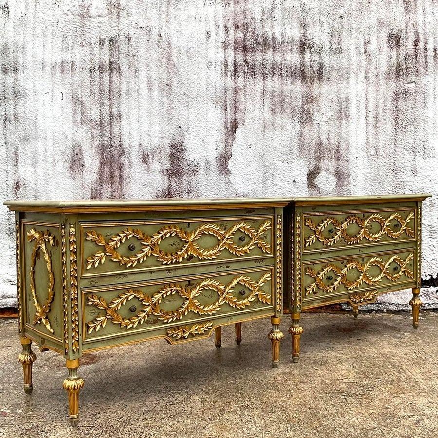 Vintage Regency Gilt Tipped Commodes - a Pair In Good Condition For Sale In west palm beach, FL