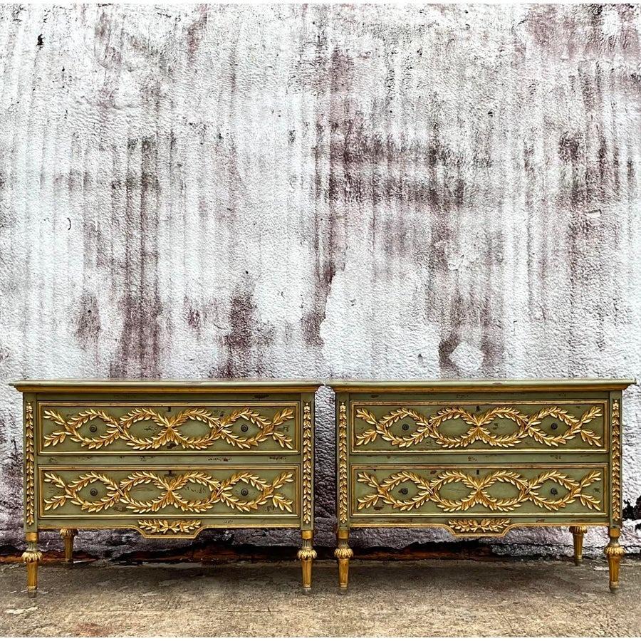 20th Century Vintage Regency Gilt Tipped Commodes - a Pair For Sale