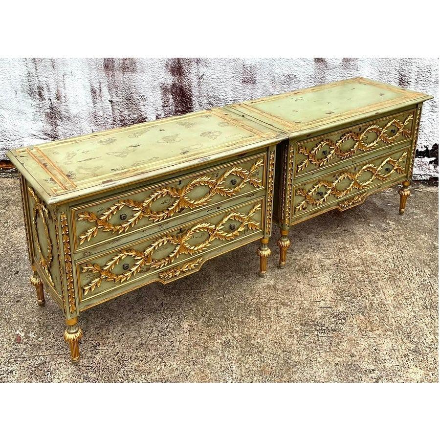 Wood Vintage Regency Gilt Tipped Commodes - a Pair For Sale