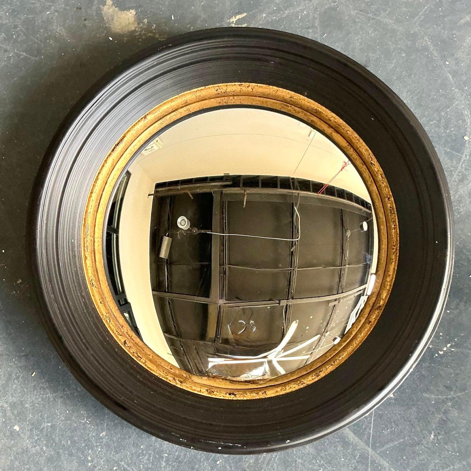 20ième siècle Vintage Regency Gilt Tipped Convex Mirror (Miroir convexe) en vente