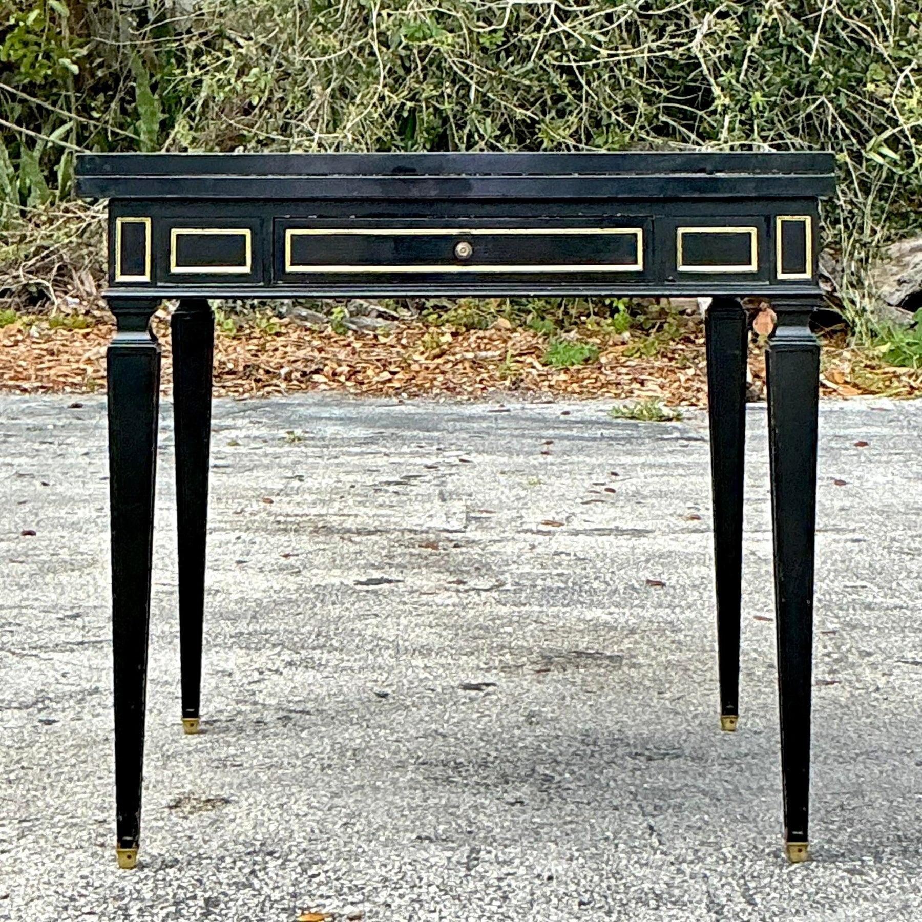 Vintage Regency Gilt Tipped Flip Top Game Table For Sale 5