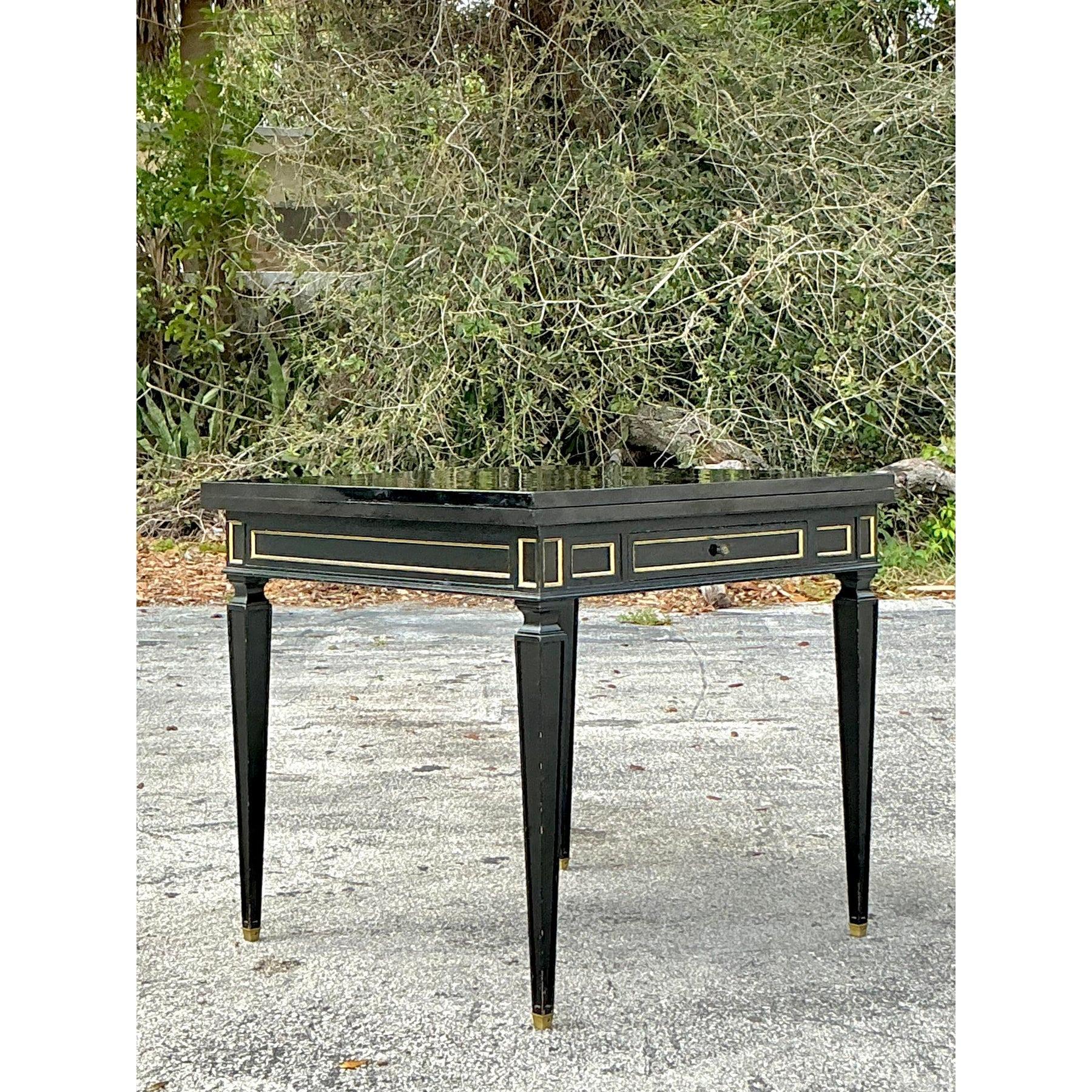 Vintage Regency Gilt Tipped Flip Top Game Table For Sale 6