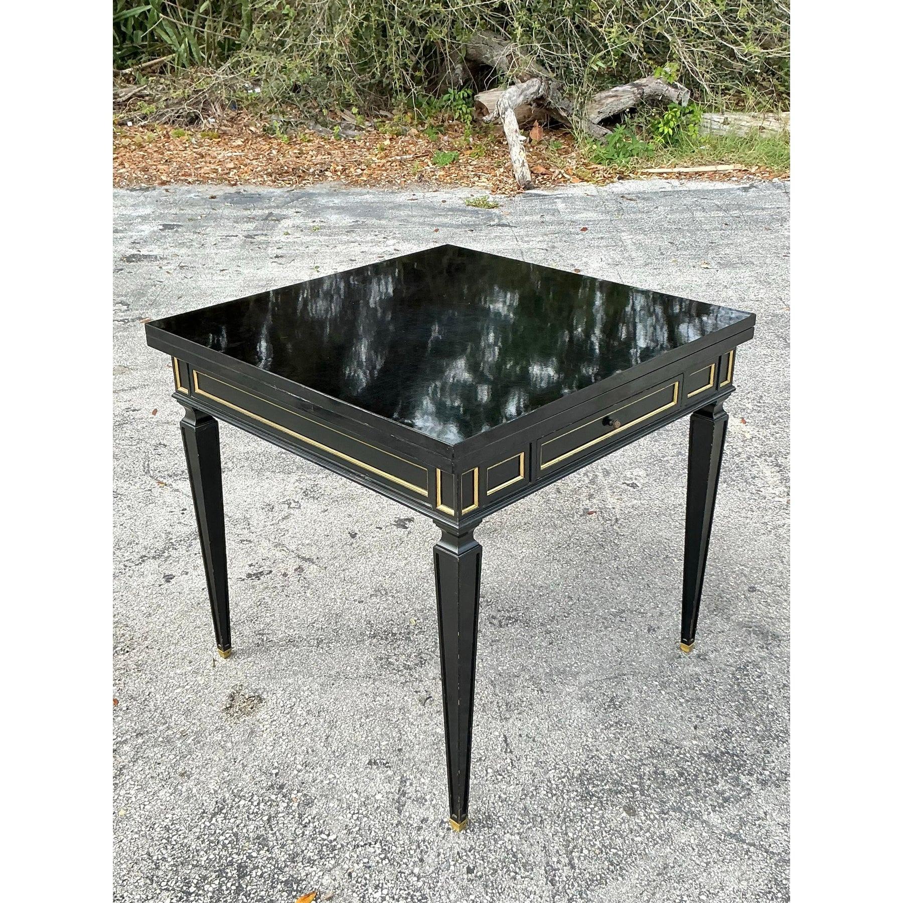 20th Century Vintage Regency Gilt Tipped Flip Top Game Table For Sale