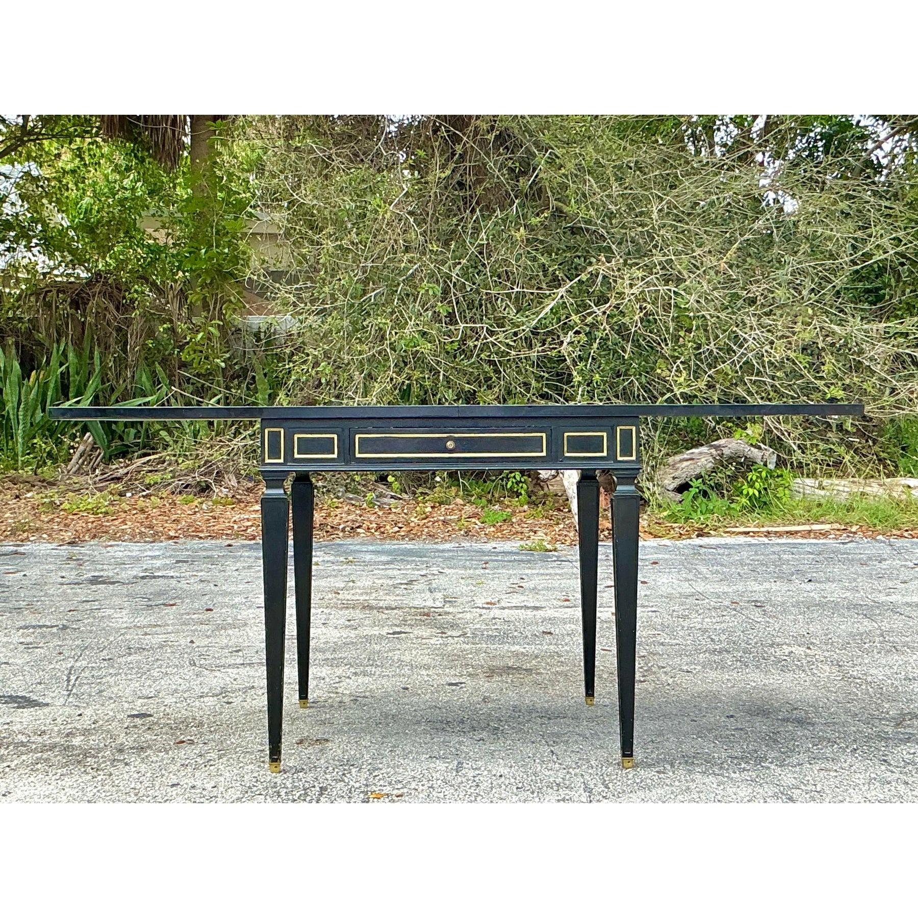 Wood Vintage Regency Gilt Tipped Flip Top Game Table For Sale