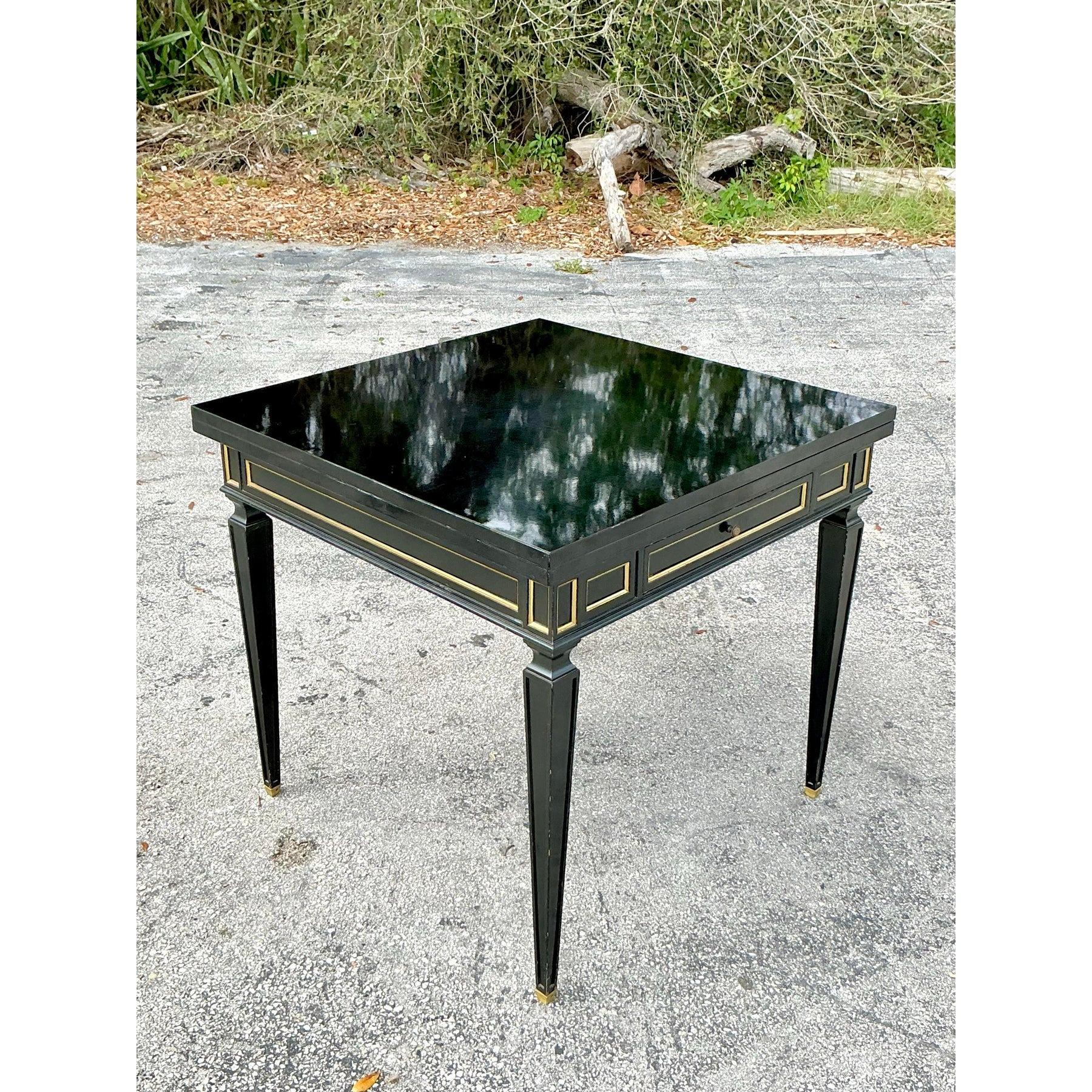 Vintage Regency Gilt Tipped Flip Top Game Table For Sale 2