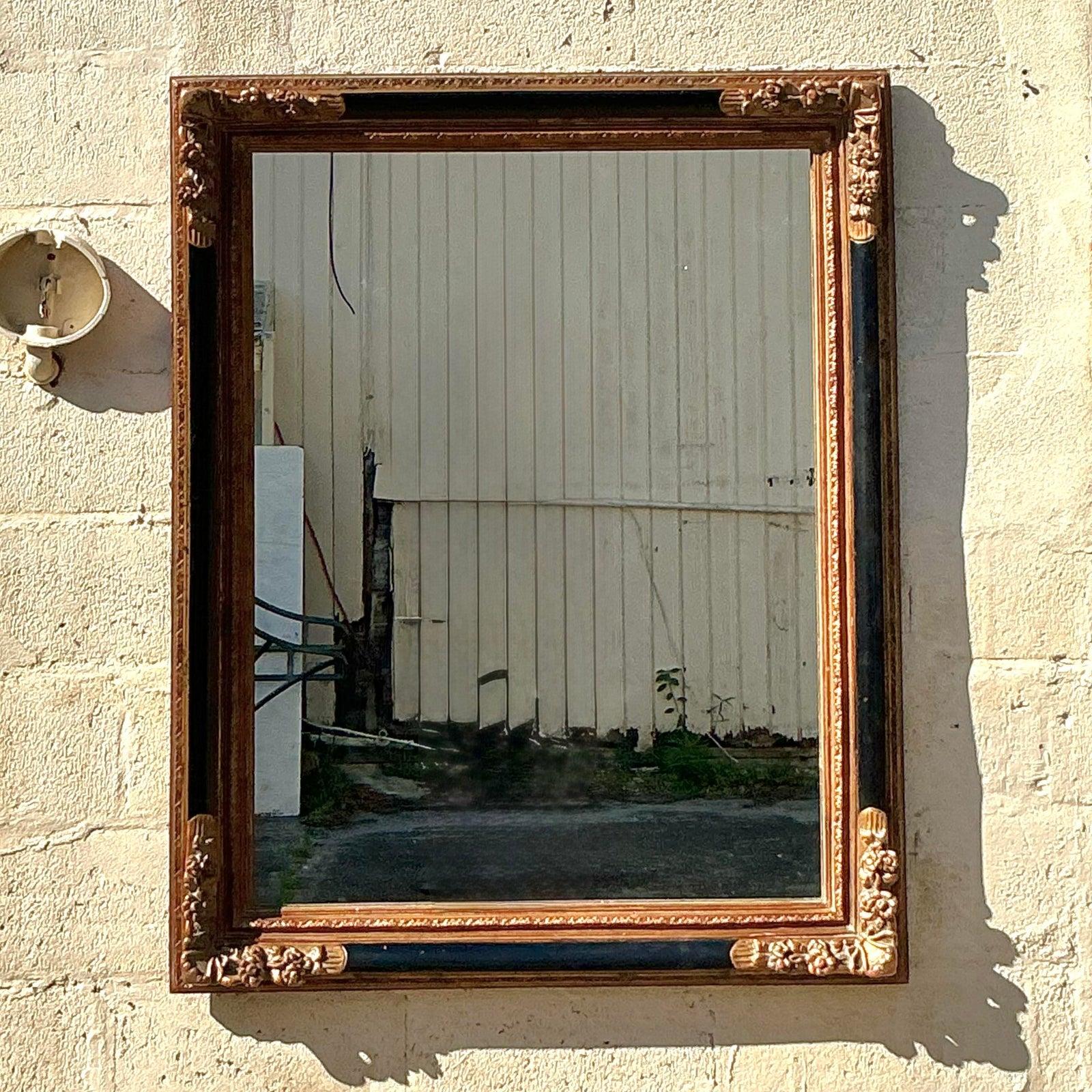Américain Miroir vintage Regency doré à pointes en vente