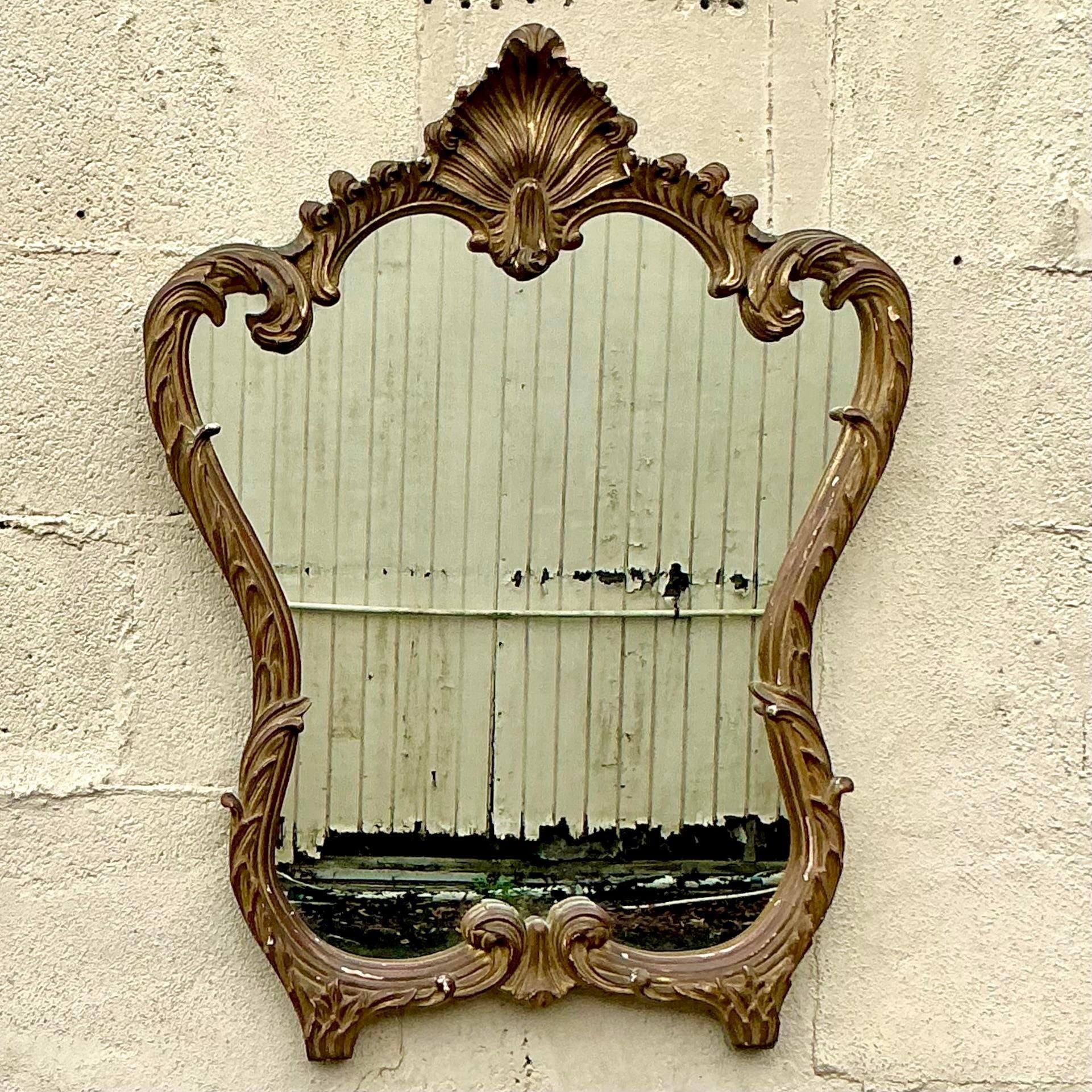 Miroir vintage Regency doré à pointes Bon état - En vente à west palm beach, FL