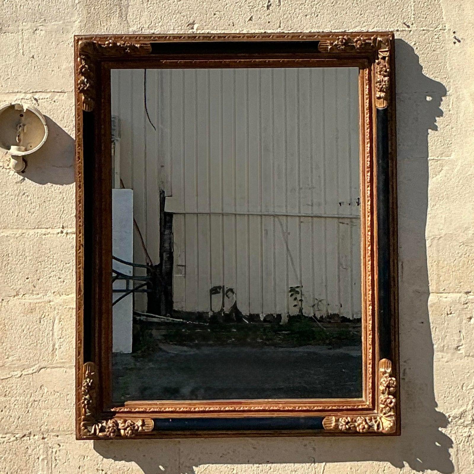 20ième siècle Miroir vintage Regency doré à pointes en vente