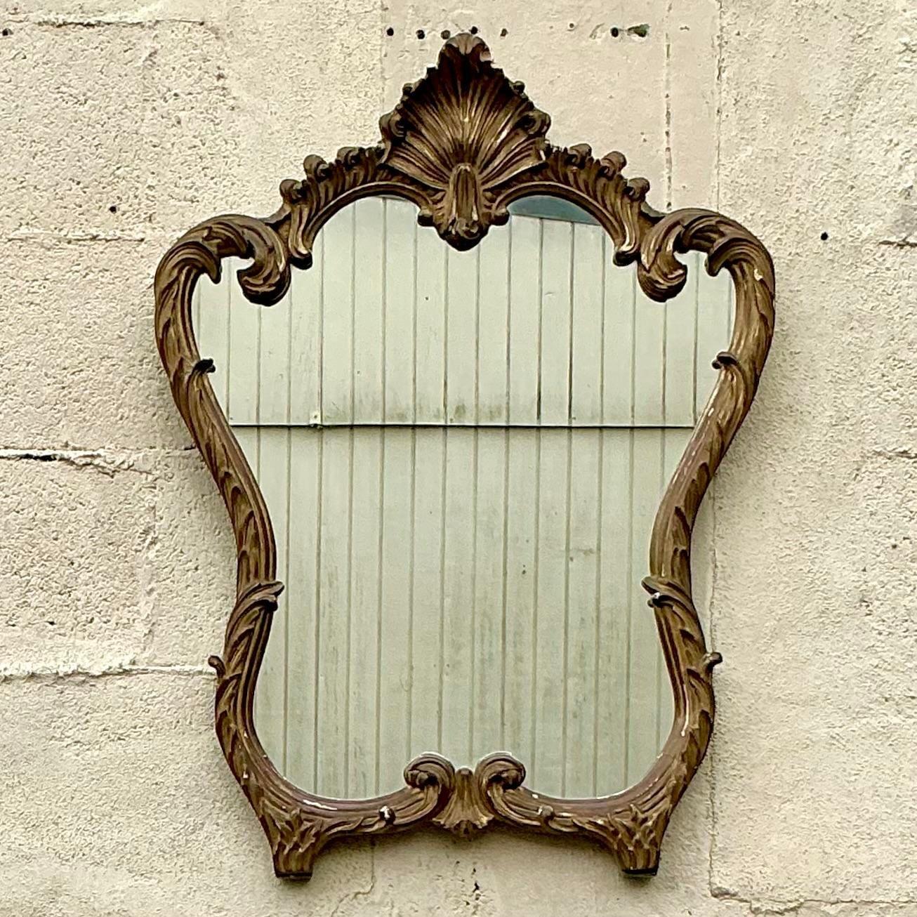 Miroir vintage Regency doré à pointes en vente 1