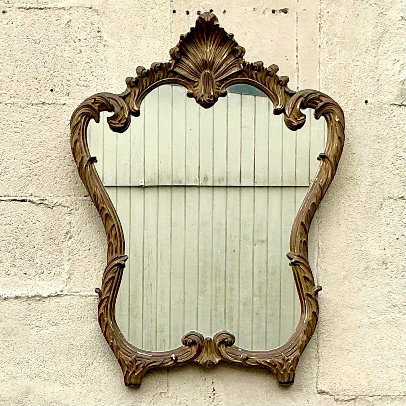 Miroir vintage Regency doré à pointes en vente 2