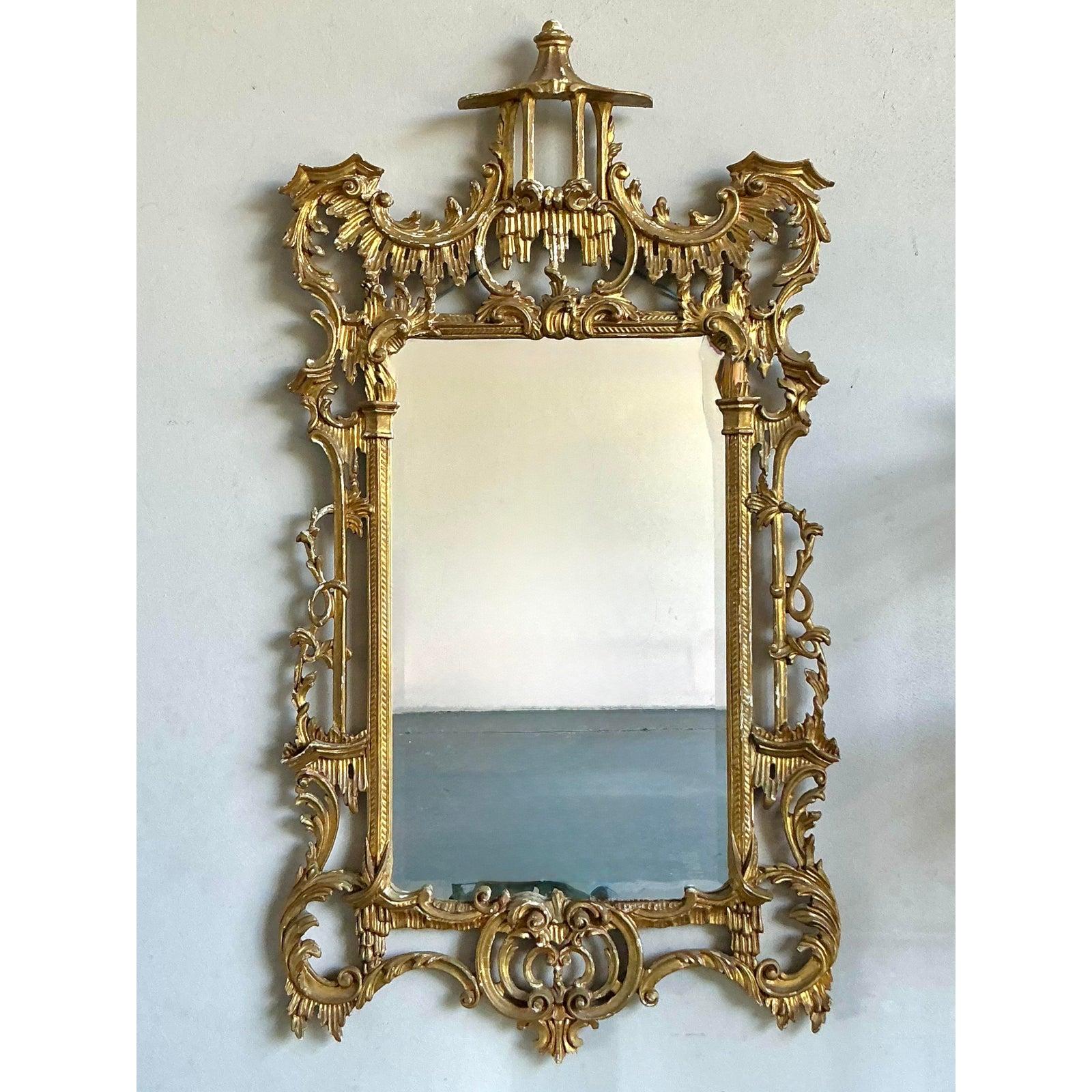 Rococò Specchio a pagoda dorato d'epoca Regency in vendita